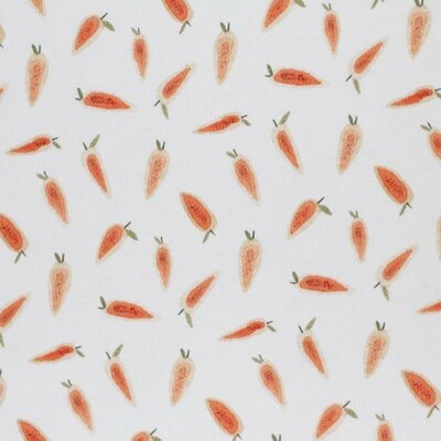 wit (off white) oranje, peach, groen Fruity wortel - digitaal poplin katoen