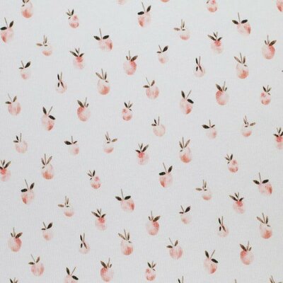 wit (off white) oranje, peach, groen Fruity perzik - digitaal poplin katoen (op=op)