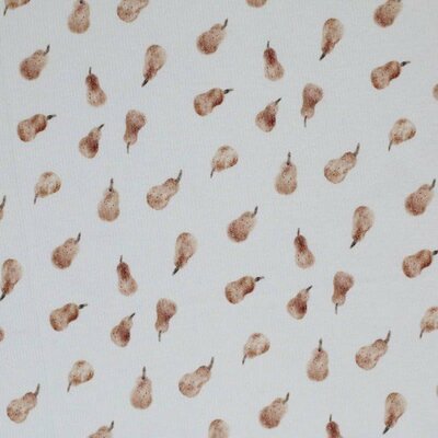 wit (off white) bruin Fruity peer - digitaal poplin katoen