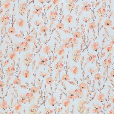 off white peach orange and pink flowers digital jersey