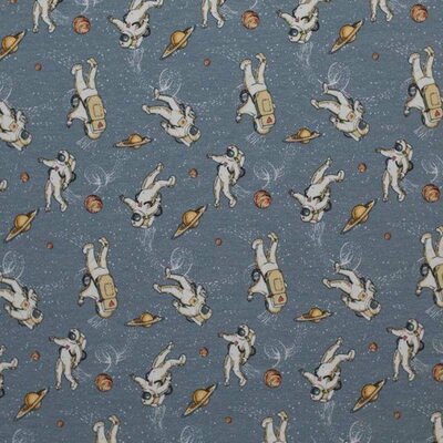 blauw (jeans licht vintage) wit creme geel ruimtevaart astronaut - digitaal tricot (op=op)