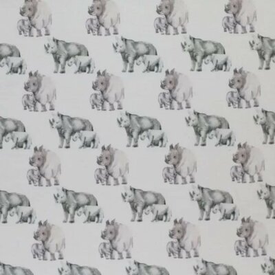 wit (off white) grijs neushoorn & baby - digitaal tricot