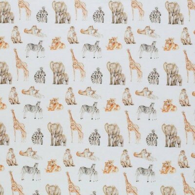 wit (off white) camel grijs cognac beige JUNGLE dieren panter olifant aap giraf zebra  - digitaal tricot