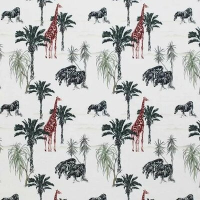 beige (kiezel) groen bruin cognac zebra en giraf Palmbomen jungle- digitaal tricot