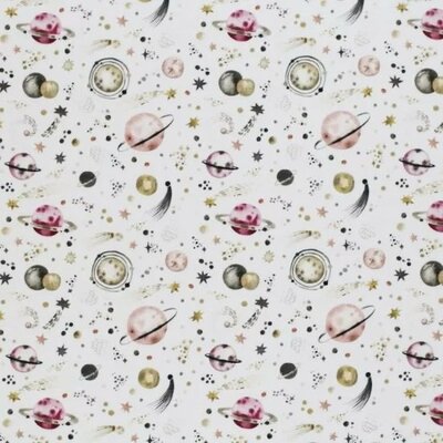 wit (off white) camel/mosterd olijf grijs fuchia ruimte & planeten & ufo - digitaal tricot