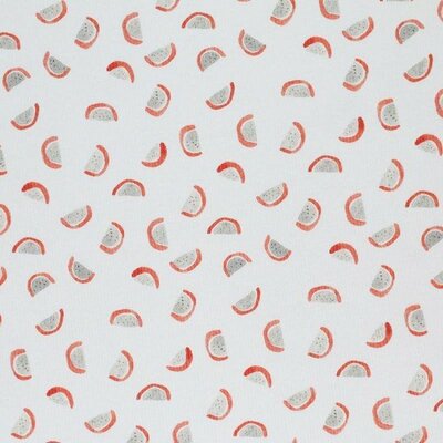 wit (off white) oranje, rood, grijs Fruity meloen - digitaal fijne katoenen Baby rib tricot SOFT