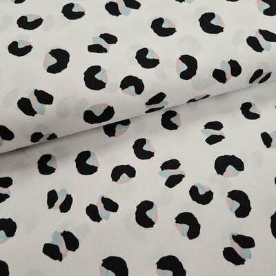 wit vintage mint kiezel zwart panter print ROXX poplin katoen