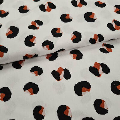 wit terracotta nude zwart panter print ROXX poplin katoen