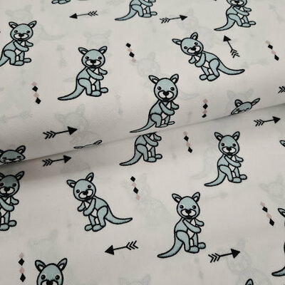 wit vintage mint kiezel kangoeroe en pijlen ROXX poplin katoen