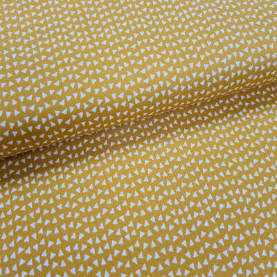 geel (mosterd/oker) wit mini triangels ongelijk ROXX poplin katoen