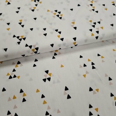 wit zwart mosterd/oker kiezel ROXX triangels poplin katoen (op=op)
