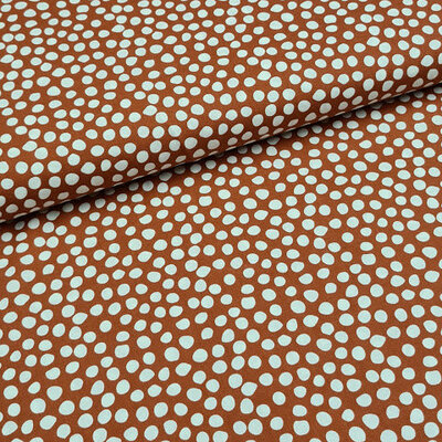 terracotta wit cheetah dots poplin katoen (op=op)
