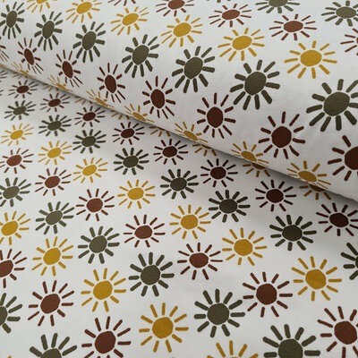 wit groen bruin oker zonnetjes - tricot (op=op)