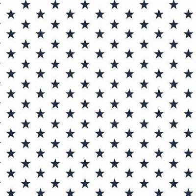 wit donker blauw middel ster poplin katoen (op=op)