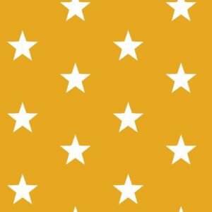 geel wit flinke ster poplin katoen