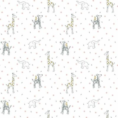 wit licht grijs geel army poeder zebra olifant vogeltjes giraf bloemetjes diertjes biologisch poplin katoen