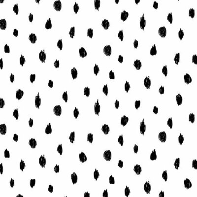 wit zwart kras painted dots - biologische french terry