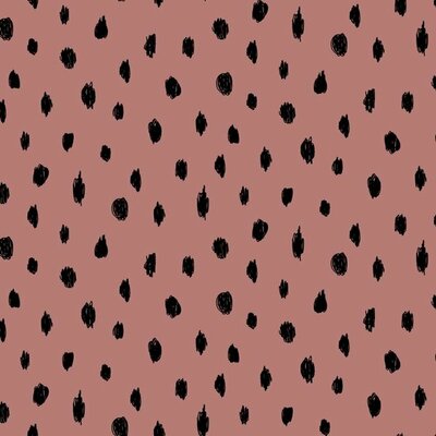 roze-terracotta zwart kras painted dots - biologische french terry (op=op)