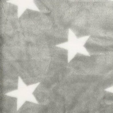 grijs (licht) wit sterren knuffel fleece  (op=op)