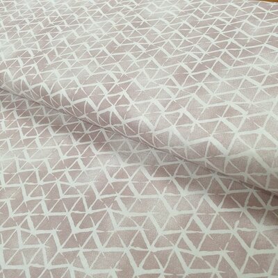 roze (oud licht) met wit geometrische lijnen poplin katoen