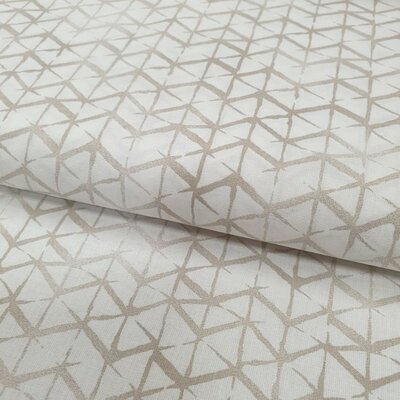 wit met beige (kiezel) geometrische lijnen poplin katoen