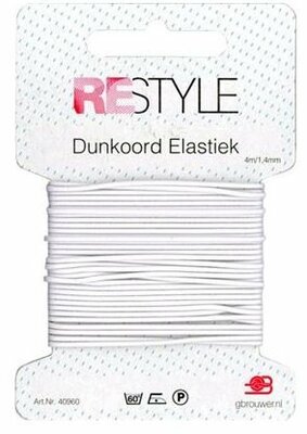 wit dunkoord elastiek 1,4mm - 4 meter / kaartje