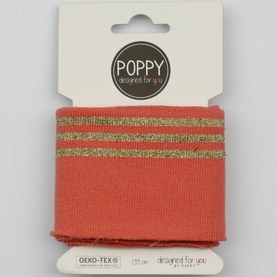 coral pink gold (glitter) ribcuff 7cm wide - 135cm/bundle