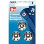 zilver drukknopen opnaaibaar 21mm 3/kaartje - drukkers Prym (op=op)