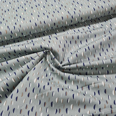 groen (zee) wit beige boontjes / blaadjes biologische poplin katoen