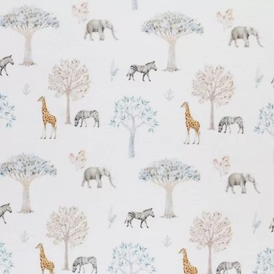 wit (off white) camel grijs bruin zee groen zebra olifant giraf Jungle dieren- digitaal tricot (op=op)