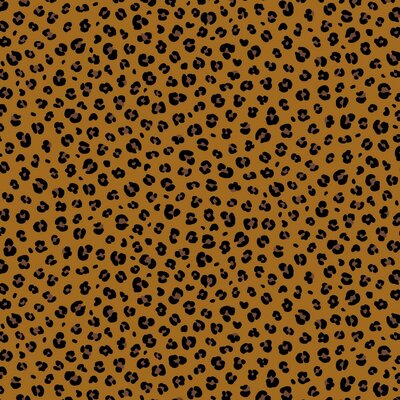 camel cognac bruin zwart luipaard rondjes - biologische tricot (op=op)