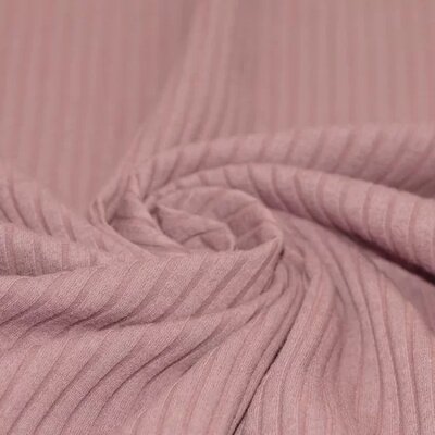 roze (oud licht) katoenen BREDE Baby rib tricot SOFT