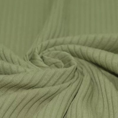 groen (olijf) katoenen BREDE Baby rib tricot SOFT