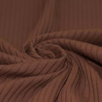 nog 90cm - bruin katoenen BREDE Baby rib tricot SOFT (op=op)