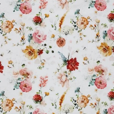creme camel ocher peach red pink fall roses and flowers digital poplin