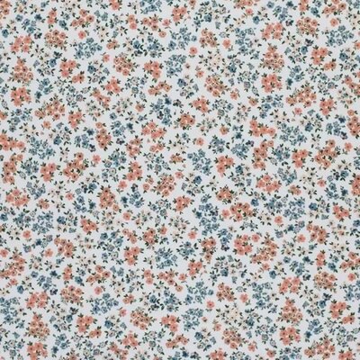 nog1m - wit (off white) koraal perzik groen blauw Ditsy bloemen - digitale tricot (op=op)