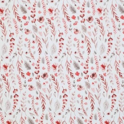 off white raspberry leaves and flowers - digitaal tricot 