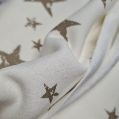 wit (creme) beige taupe sterren alpenfleece - knuffel sweat (op=op)