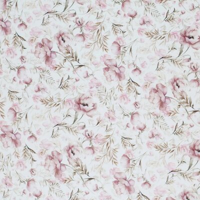 wit (off white) oud roze framboos beige Botanische klaproos bloemen - digitale tricot (op=op) V