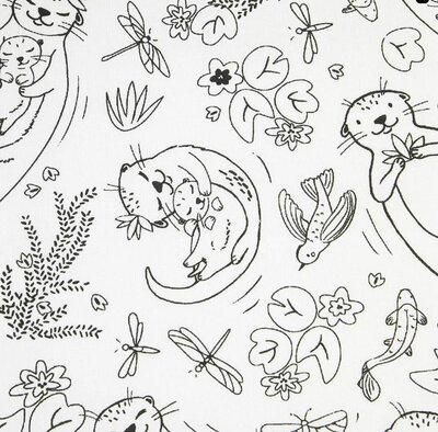 white black otter animals colorbook