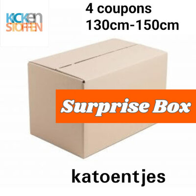 surprise doos - katoentjes - 4 coupons 130-150cm (op=op)