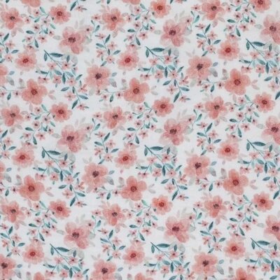 wit (off white) nude roze perzik groen Kweepeer lente bloemen digitaal HYDROFIEL (op=op) V