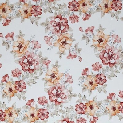 wit (off white) roze-terracotta perzik Franse bloemen - digitaal tricot