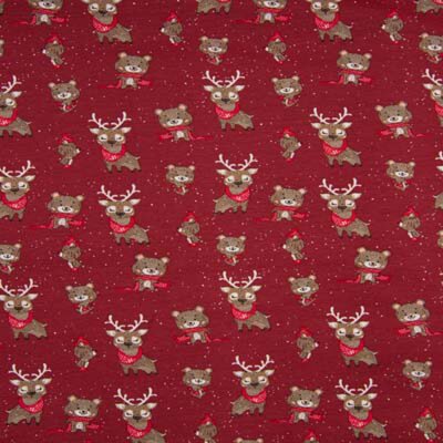 rood (donker) taupe beertjes hertjes rendier x-mas - tricot (op=op)