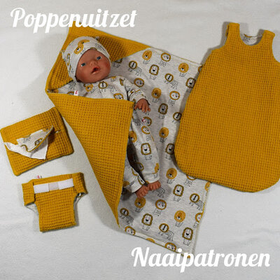 Poppenuitzet naaipatroon voor pop/beer maat 40-45cm (6 delig patroon)