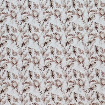 wit (off white) bruin mauve (donker) bruin Handgeschilderde Tulpen bloemen - digitale tricot