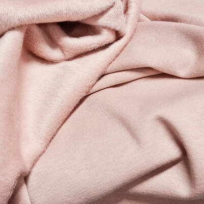 roze (oud licht) poeder uni alpenfleece - knuffel sweat  (op=op) 