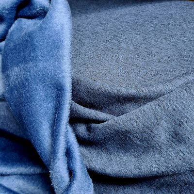 blauw (melee) uni alpenfleece - knuffel sweat  (op=op) 