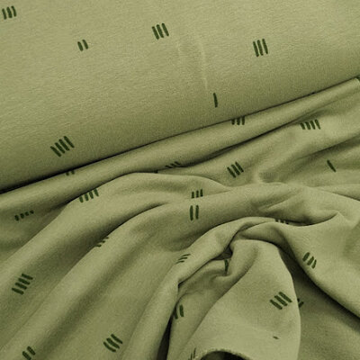 groen (olijf-mos) streepjes  -  french terry (op=op) 