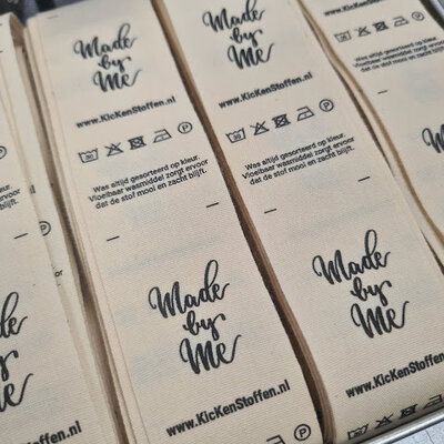 wit (natural / ecru) waslabel biologische katoen 'Made by me'